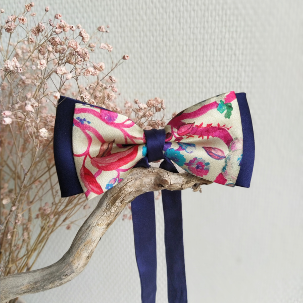 Noeud papillon Rosier bicolore soie Noeud papillon Rosier bicolore en soie