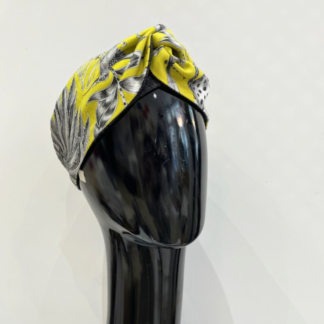 bandeau satin de coton jaune imp bandeau satin de coton jaune impression zoulou doublé soie sauvage ivoire